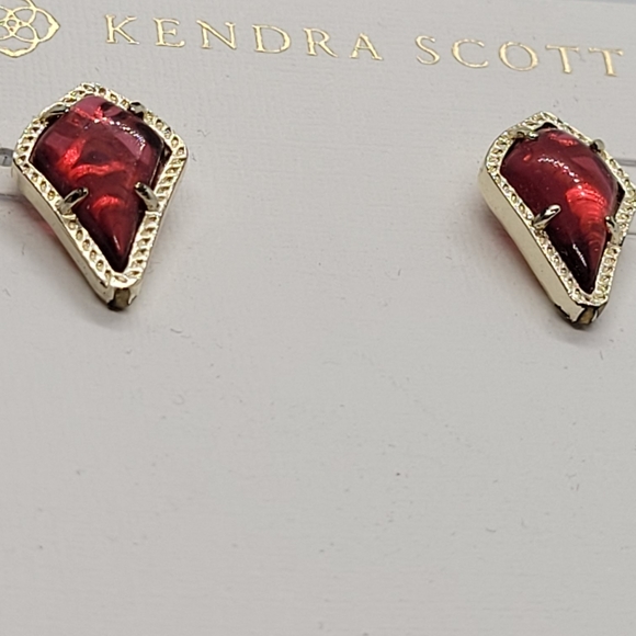 Custom Kendra Scott Stud Earrings Berry Red Gold - Picture 9 of 13